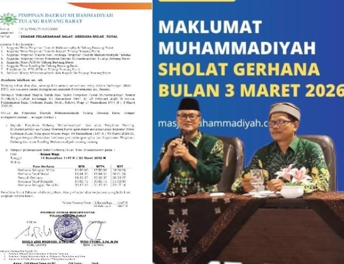 Muhammadiyah Tubaba Terbitkan Edaran Salat Gerhana Total 3 Maret