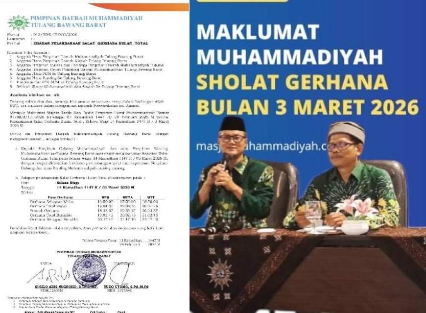 Muhammadiyah Tubaba Terbitkan Edaran Salat Gerhana Total 3 Maret
