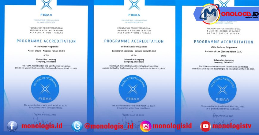 Tiga Prodi Unila Raih Akreditasi Internasional FIBAA, Sebagai Standar Global