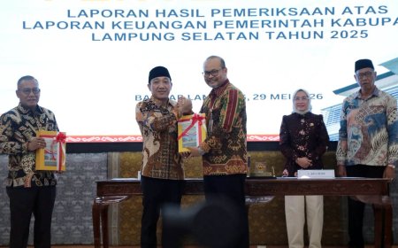 Lampung Selatan Raih Opini WTP ke-10 Berturut-turut dari BPK