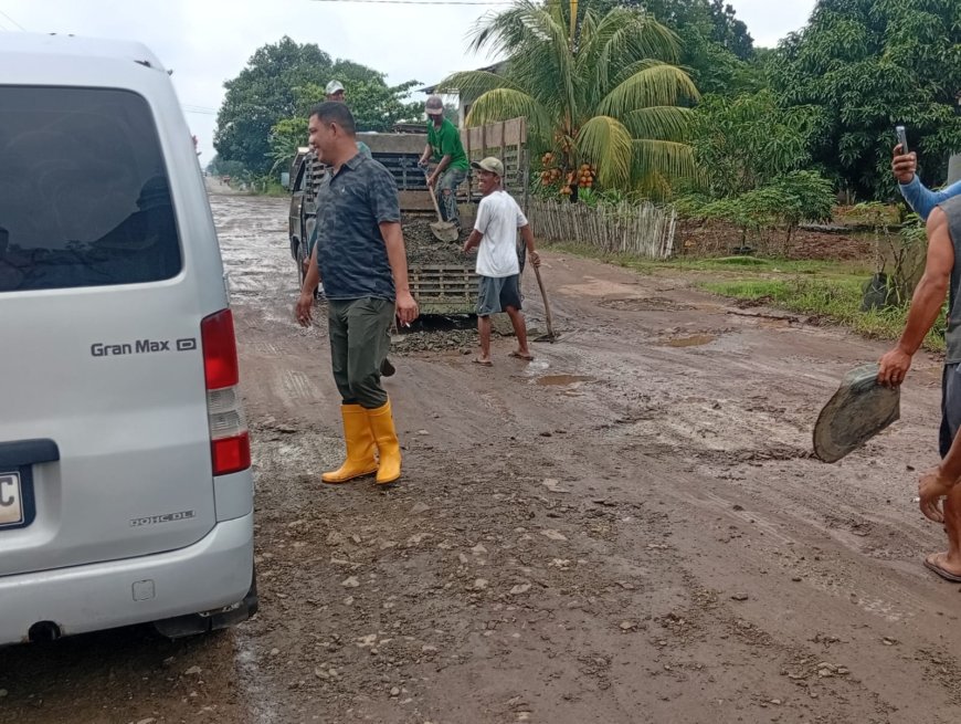 Wabup Tubaba Turun Perbaiki Jalan Rusak