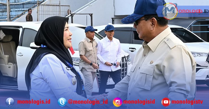 Eva Dwiana Sambut Langsung Kedatangan Prabowo di Lampung