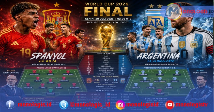 Analisis Final Piala Dunia 2026: Spanyol vs Argentina, Duel Filosofi Sepak Bola Penentu Juara Dunia