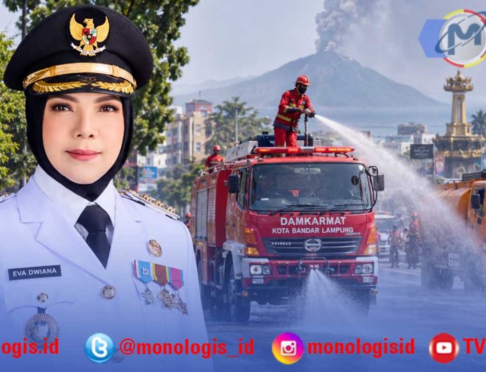 Debu Krakatau Menyebar, Jalan Bandar Lampung Disemprot