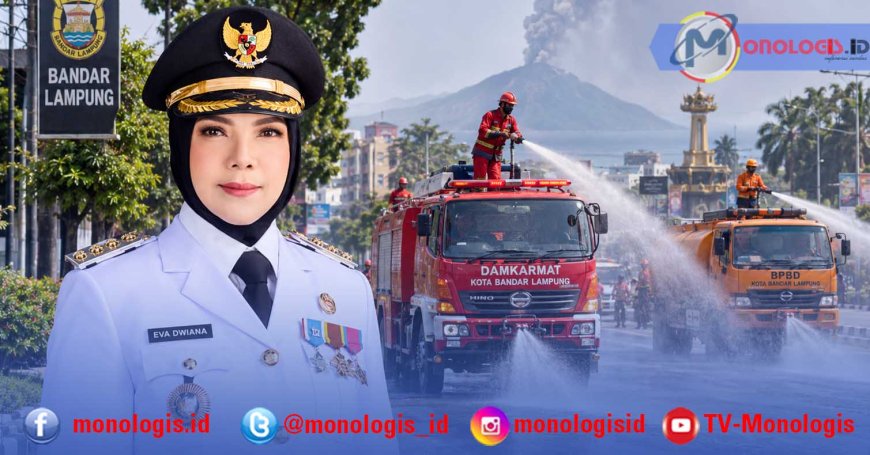 Debu Krakatau Menyebar, Jalan Bandar Lampung Disemprot