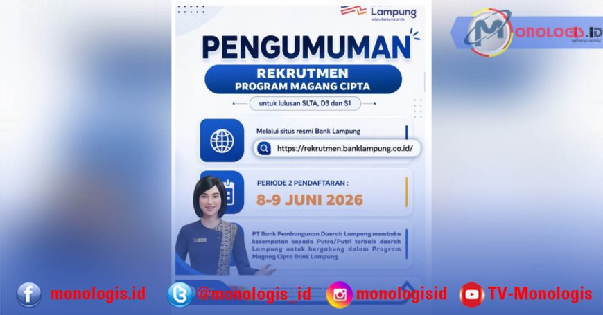 Bank Lampung Buka Magang Cipta, Cek Syaratnya