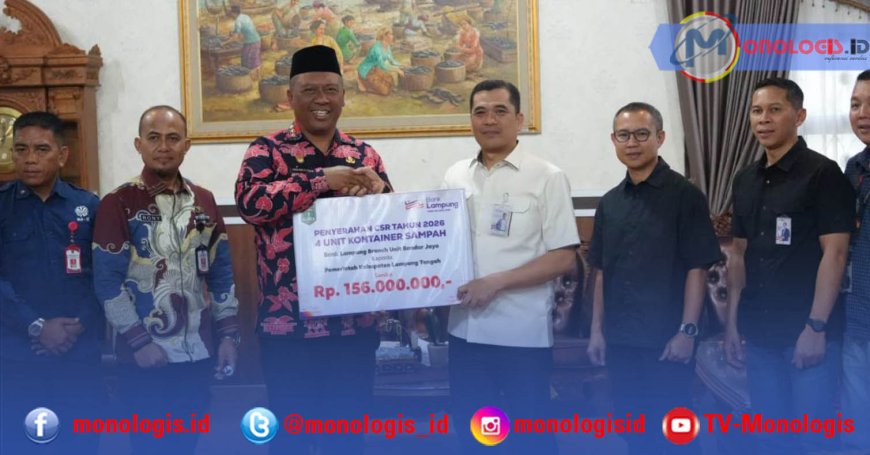 Bank Lampung Serahkan 4 Kontainer Sampah ke Pemkab Lamteng