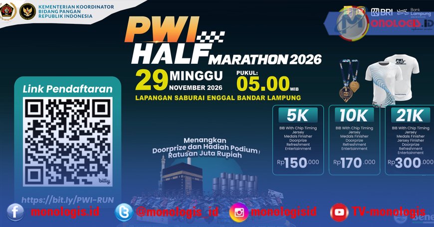 PWI Half Marathon Lampung Tebar Hadiah, Target 5.000 Pelari